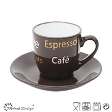 3oz Espresso Cup &amp; Saucer Glaze com tela de seda